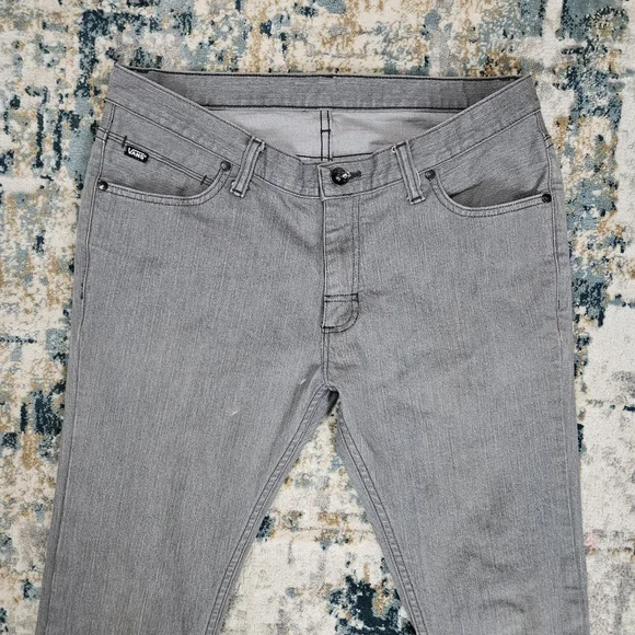 Vans Mens Skinny Jeans 32 x 32 Gray Stretch Denim Off The Wall Skate Style - Picture 2 of 10